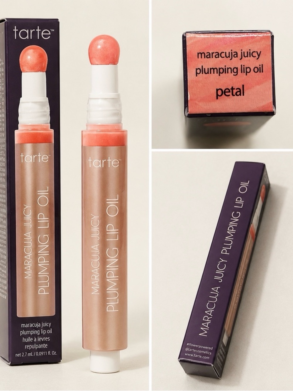 NEW Tarte Maracuja Juicy Plumping Lip Oil Petal Full Size Hydrating Glossy Lip